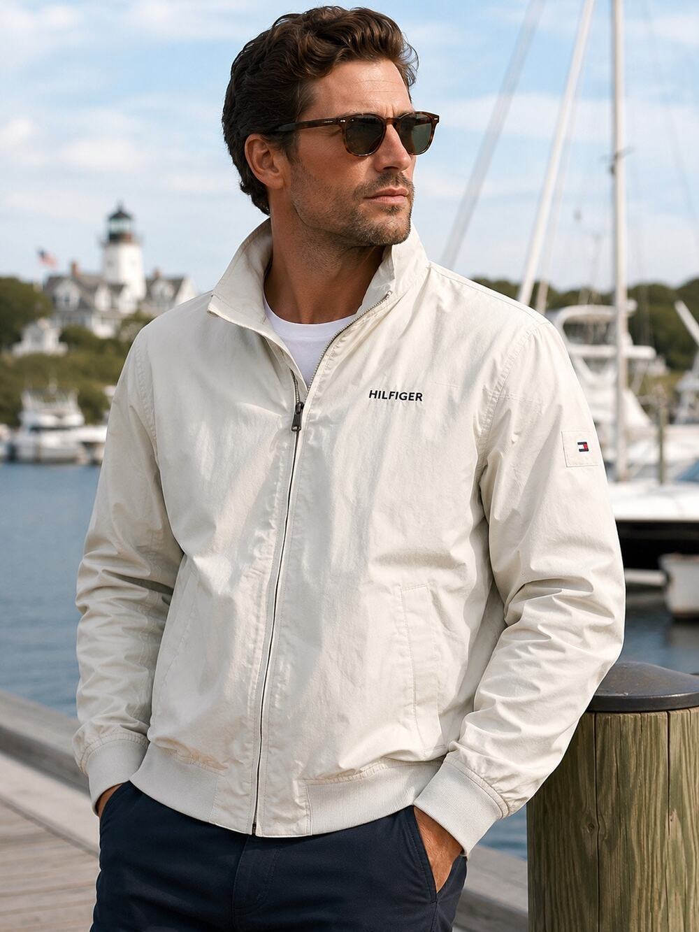 Tommy Hilfiger Water-Resistant Regatta Jacket XXL Tan Lightweight Windbreaker